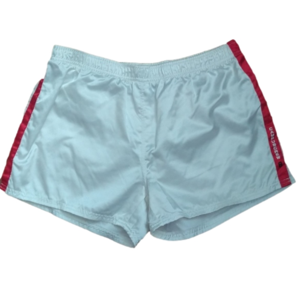 CAMPUS Crew size Lg nylon sport shorts full mesh lining red striped